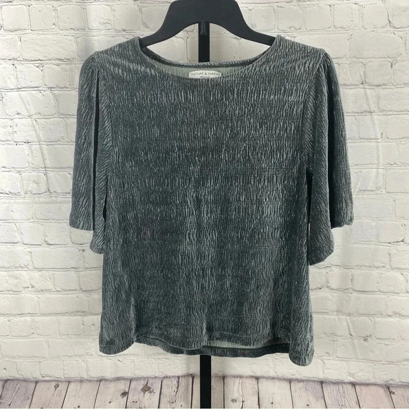 Madewell Texture and Thread Gray Velvet Top Size Medium - Picture 1 of 4